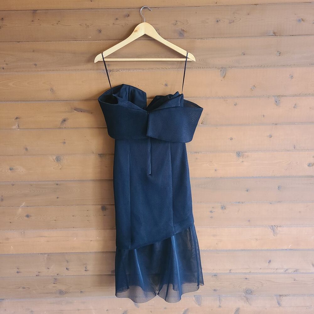 Elliatt Fate Dress Anthropologie Midi Black Off Shoulder Mesh Mermaid Bodycon S - Picture 5 of 6